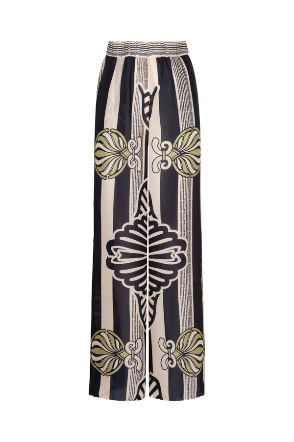 Joao Cotton Silk Pants / Navy Ornament Stripes